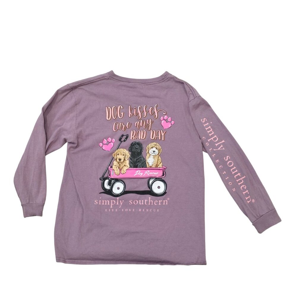 Simply Southern Womens Long Sleeve Dog Kisses Cure Any Bad Day Shirt
